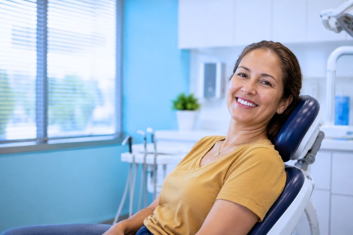 Paciente sonriendo después de una consulta de endodoncia en Top Dental