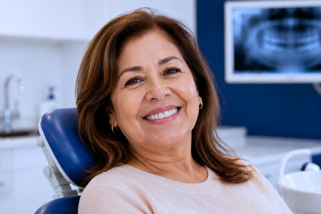 Patient receiving guidance about complete and partial dentures at Top Dental