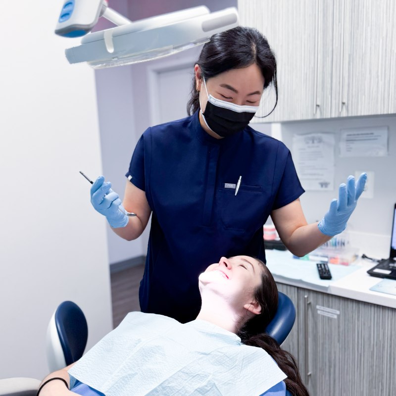Top Dental orthodontic patient with braces